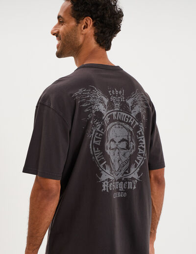 T-shirt 1 poche manches courtes coton gris fonc&eacute; homme