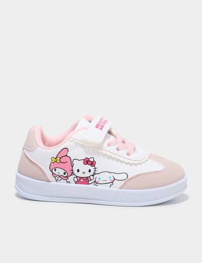 Tennis basses &agrave; scratchs Hello Kitty blanc fille
