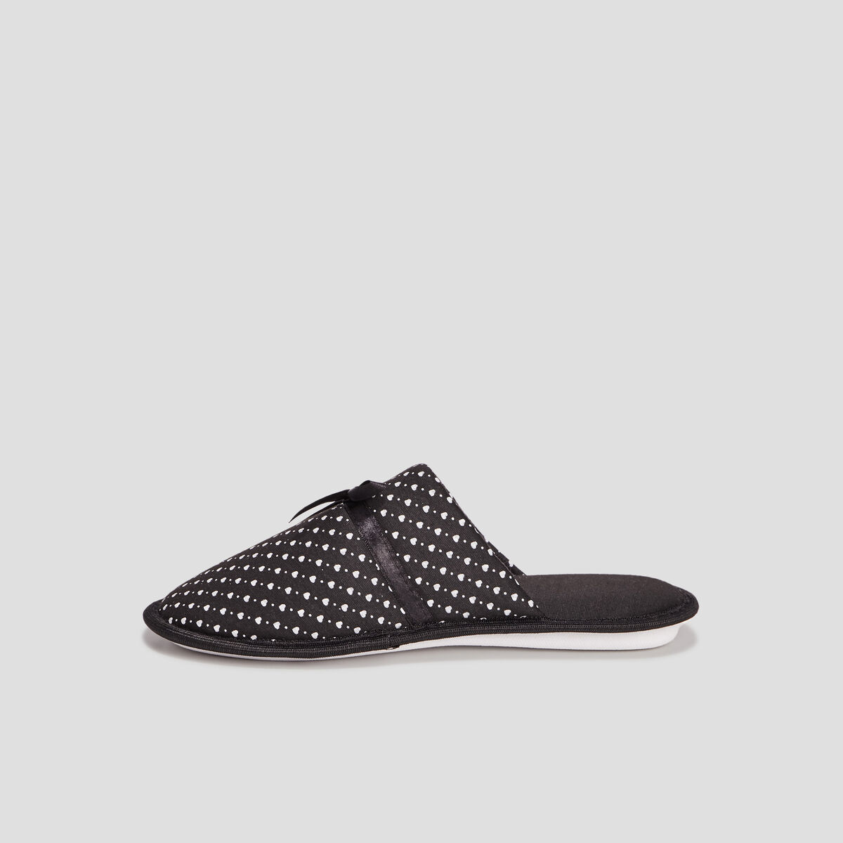Chaussons mules petits coeurs noir femme
