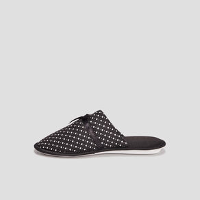 Chaussons mules petits coeurs noir femme