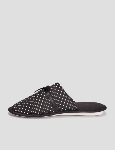Chaussons mules petits coeurs noir femme