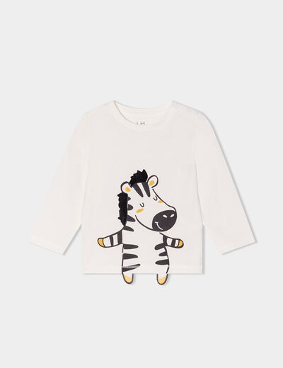 T-shirt manches longues col rond coton blanc bébé garçon