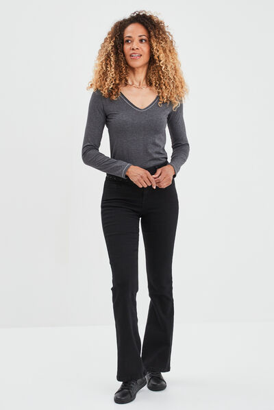 T-shirt manches longues gris foncé femme