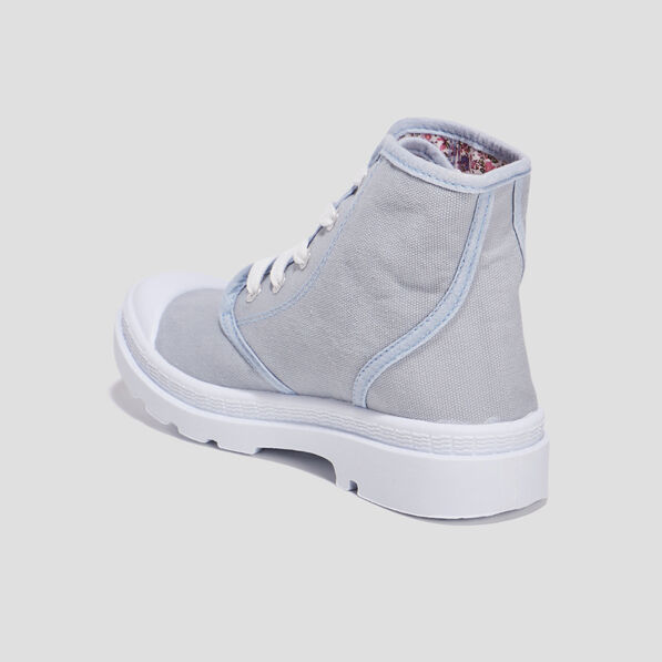 baskets montantes crantees en toile bleu fille Baskets montantes crantées en toile bleu fille