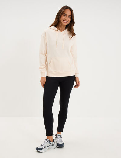 Sweat hoodie molleton &agrave; capuche sable femme