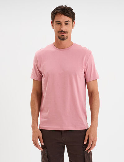 T-shirt en coton manches courtes vieux rose homme