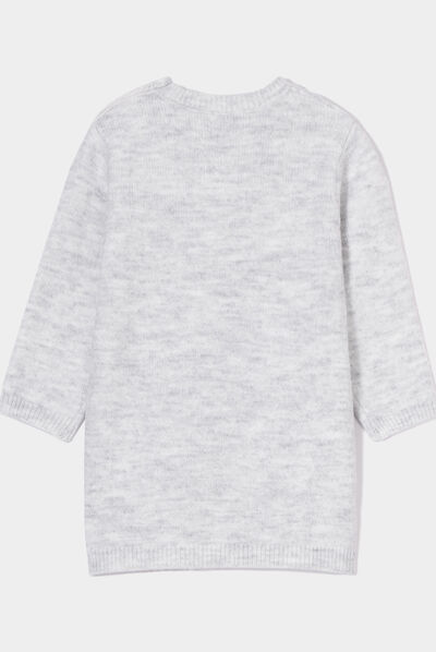 Robe pull épaule boutonnée Kimbaloo gris clair bébé fille
