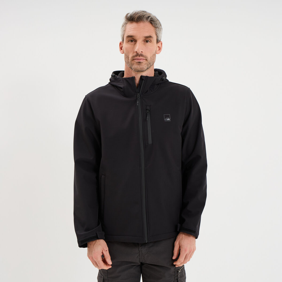 Blouson d&eacute;perlant fourr&eacute; &agrave; capuche noir homme