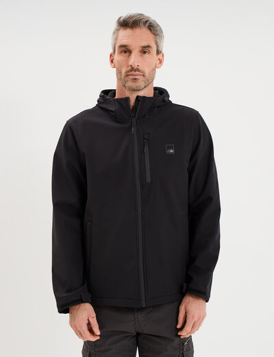 Blouson d&eacute;perlant fourr&eacute; &agrave; capuche noir homme