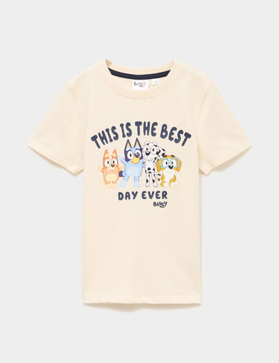 T-shirt manches courtes coton Bluey ecru gar&ccedil;on