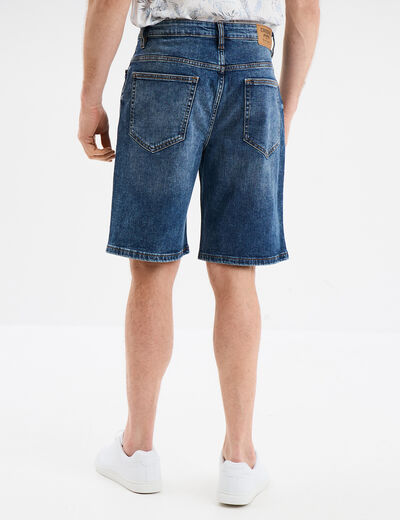 Bermuda en jean droit coton denim stone homme