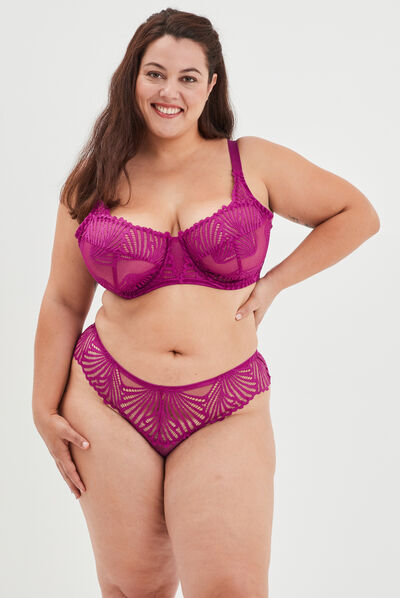 Tanga en dentelle Ingrid violet femme grande taille