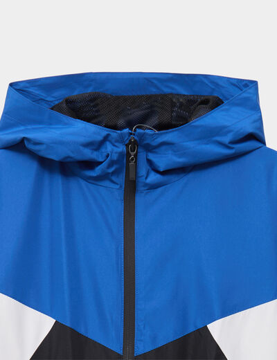 Coupe-vent d&eacute;perlant &agrave; capuche bleu roi gar&ccedil;on