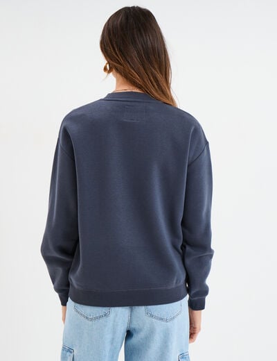 Sweat col rond manches longues Creeks bleu foncé femme