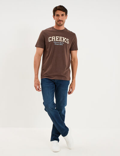 T-shirt manches courtes coton marron chocolat homme