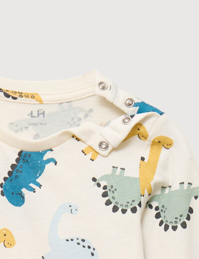 T-shirt manches longues coton ecru b&eacute;b&eacute; gar&ccedil;on
