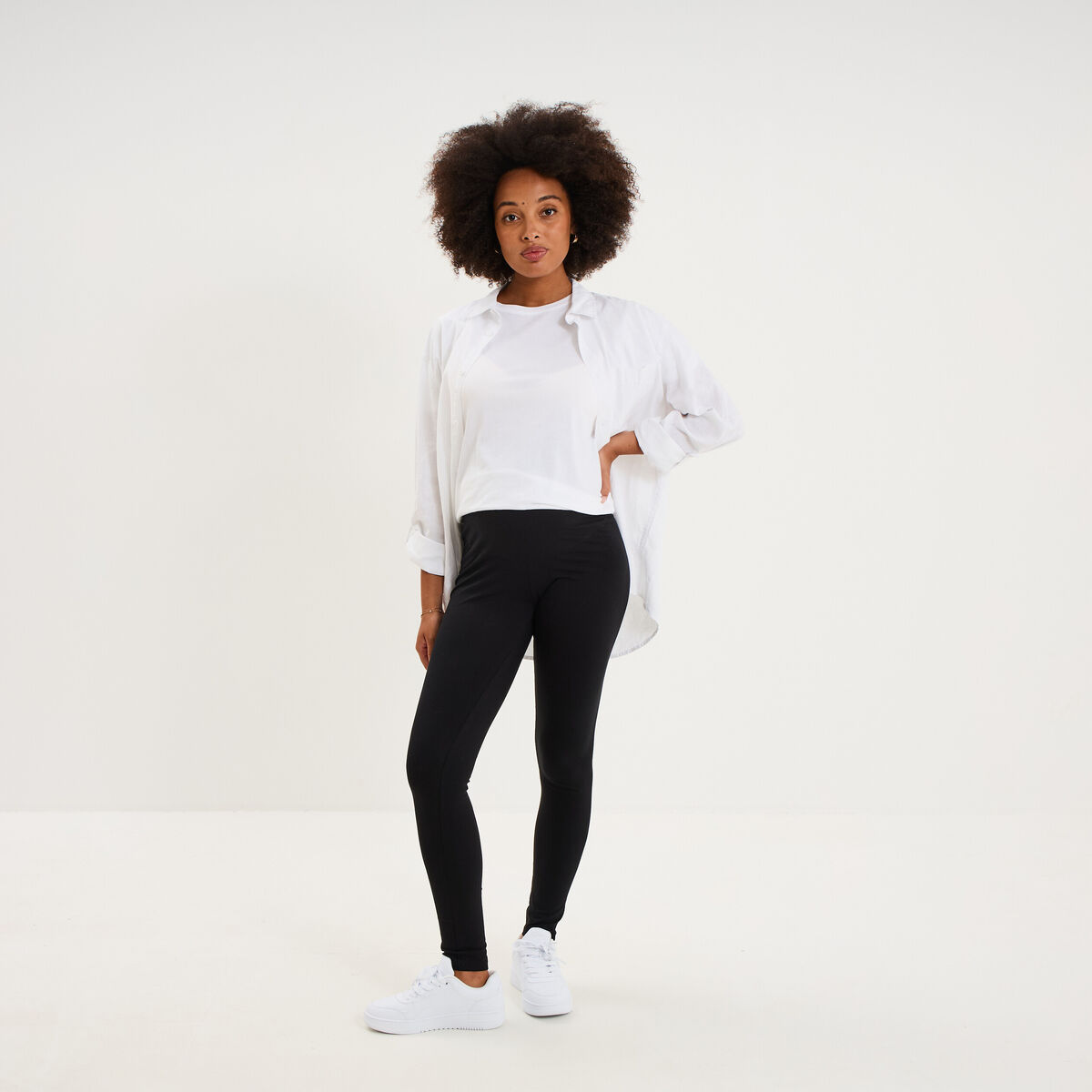 Legging grossesse en coton noir femme maternit&eacute;