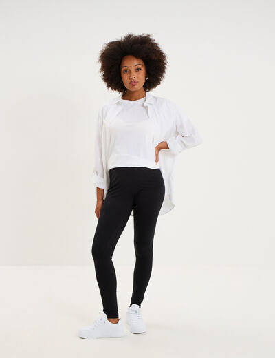 Legging grossesse en coton noir femme maternit&eacute;