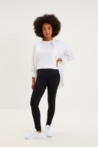 Legging grossesse en coton noir femme maternit&eacute;