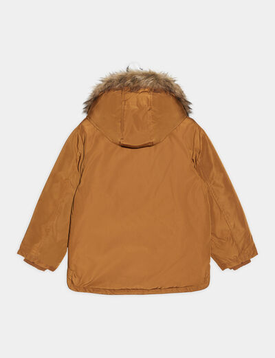 Parka droite doublée à capuche camel garçon