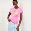 T-shirt manches courtes col rond coton rose femme