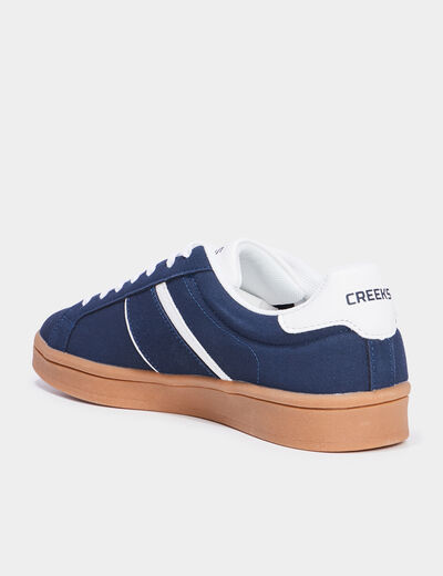 Tennis basses à lacets effet daim bleu marine homme