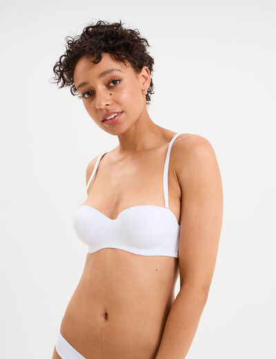 Soutien-gorge bandeau microfibre blanc femme