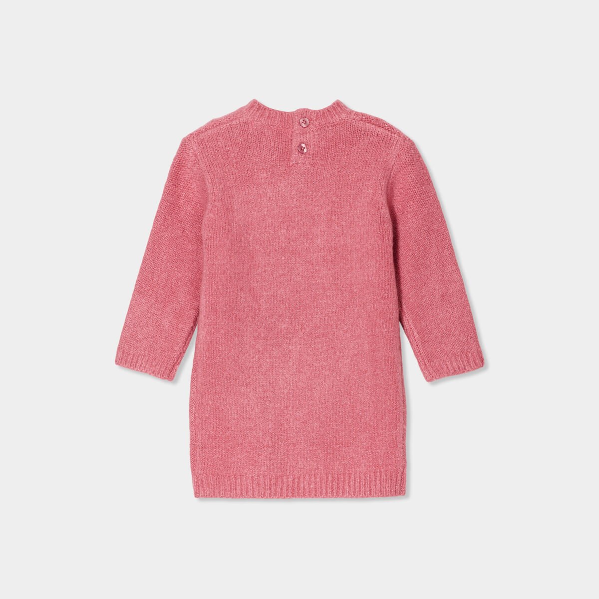 Robe pull torsades fils métallisés vieux rose bébé fille