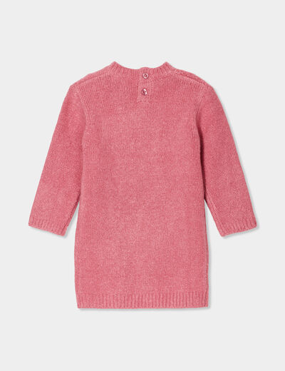 Robe pull torsades fils métallisés vieux rose bébé fille