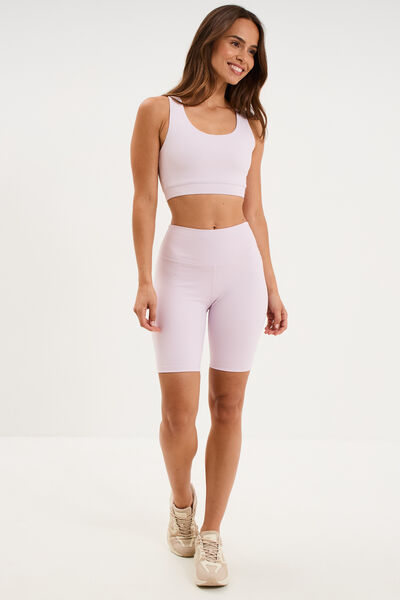 Short cycliste de sport taille haute violet clair femme