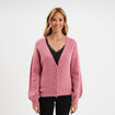 Gilet boutonn&eacute; col en V vieux rose femme