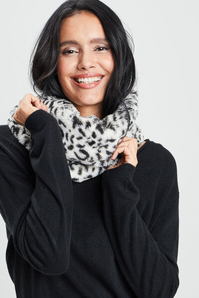 Snood effet fausse fourrure blanc femme