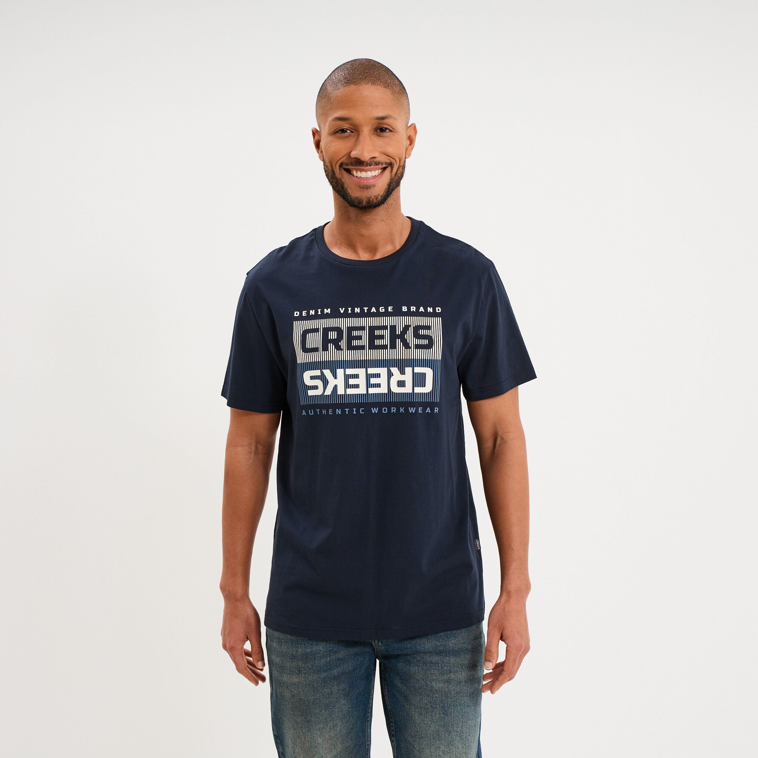 T-shirt manches courtes coton bleu marine homme CREEKS