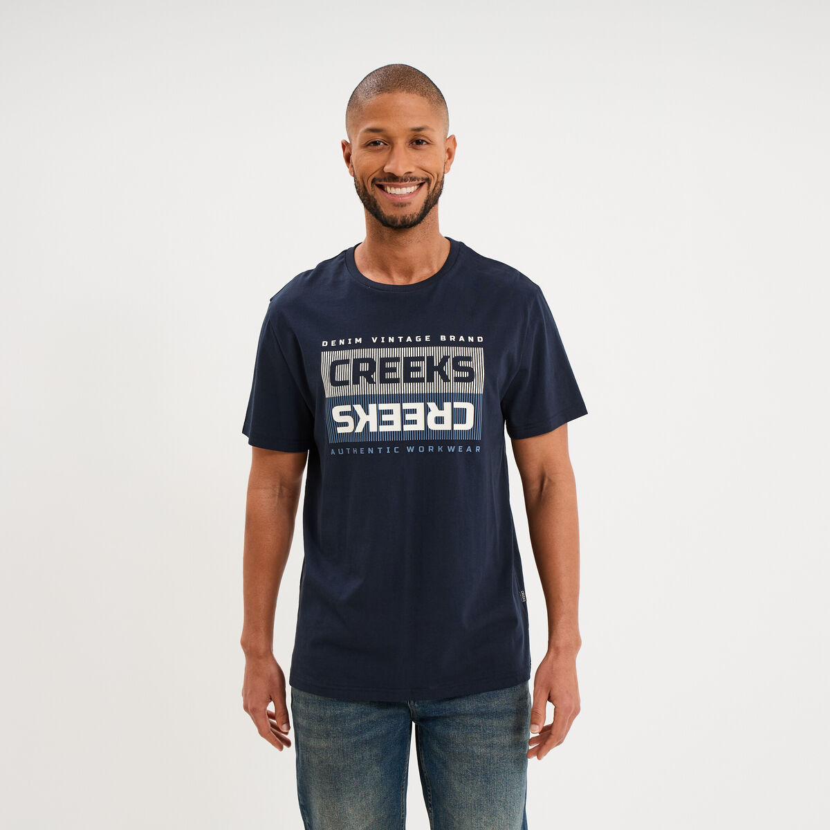 T-shirt manches courtes coton bleu marine homme