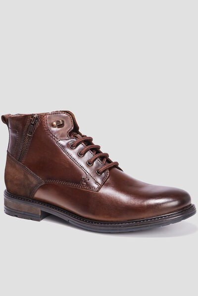 Bottines zippées en cuir Blark marron homme