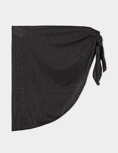 Paréo court à paillettes noir femme