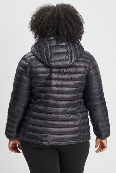 Doudoune légère droite à capuche noir femme grande taille
