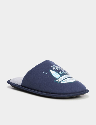 Chaussons mules bleu homme