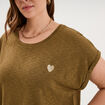 T-shirt droit manches courtes col rond beige femme grande taille