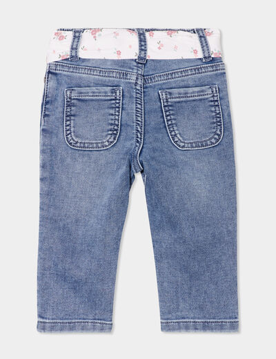 Jean Bébé Denim Stone Avec Ceinture Tissu Fleurs – Taille Élastiquée – VERTBAUDET 6 Mois (67 Cm)