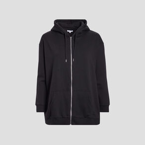 Sweat à capuche zippé noir femme grande taille