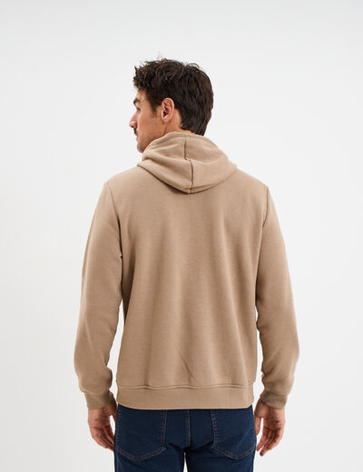 Sweat &agrave; capuche hoodie molleton taupe homme