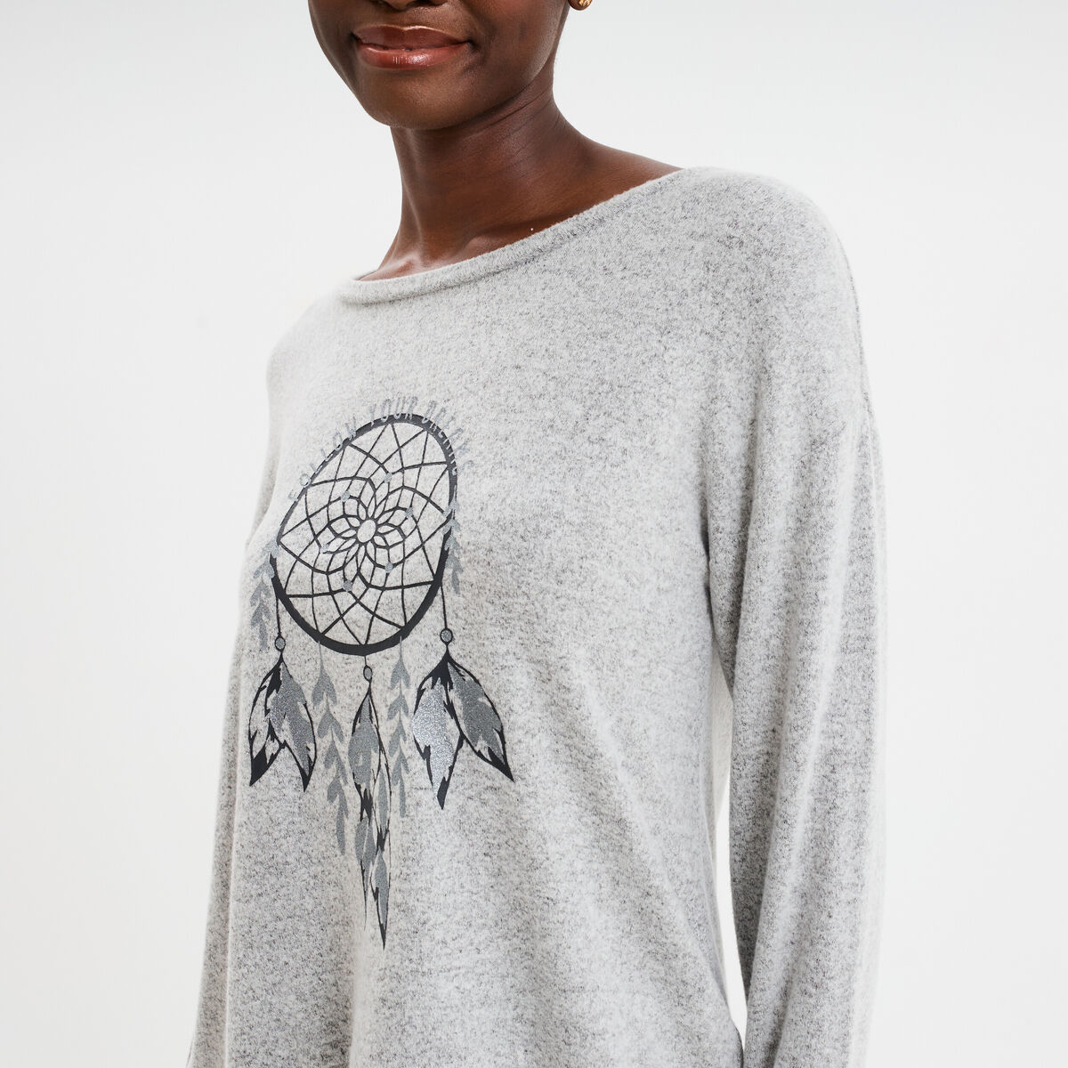 Ensemble pyjama legging et t-shirt gris clair femme