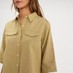 Chemise manches 3/4 poches poitrine vert olive femme