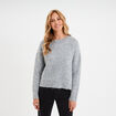 Pull col rond manches longues gris femme