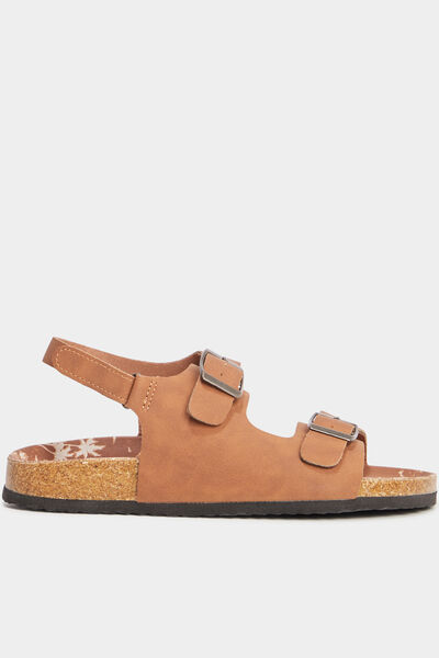 Sandales bride talon &agrave; scratch marron clair gar&ccedil;on