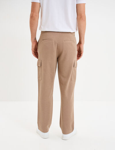 Pantalon cargo taille &eacute;lastiqu&eacute;e taupe homme