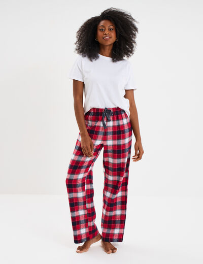 Pantalon de pyjama en coton ajusable rouge femme