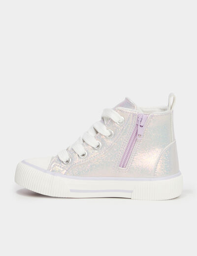 Baskets montantes à paillettes zippées violet fille
