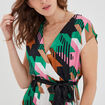 Robe longue évasée plissée et ceinturée ecru femme